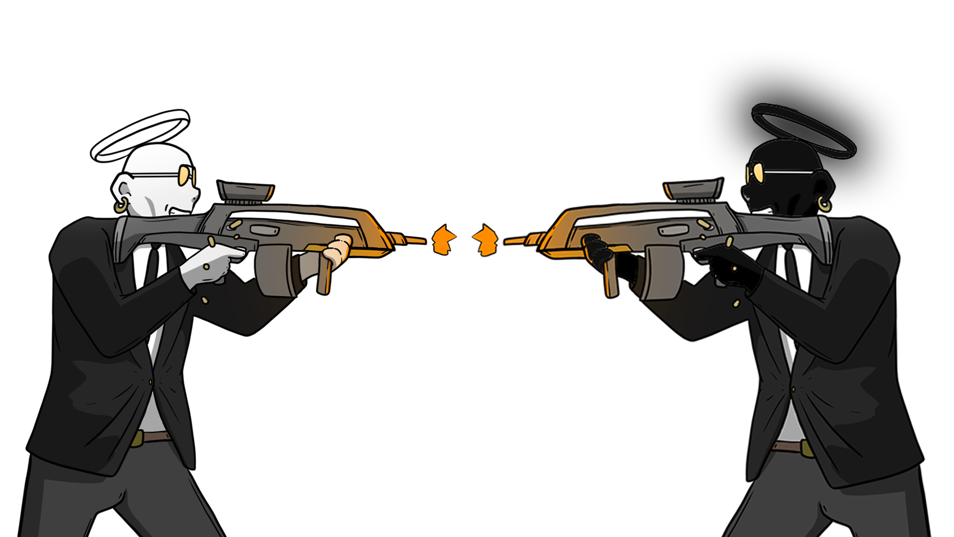 2 Gangsters shooting themselves